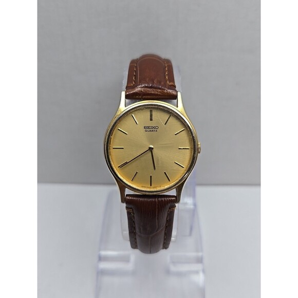 Seiko Quartz 5420-0140 Gold Plated Dress Watch Vintage 30mm Slim New Battery - Picture 1 of 13